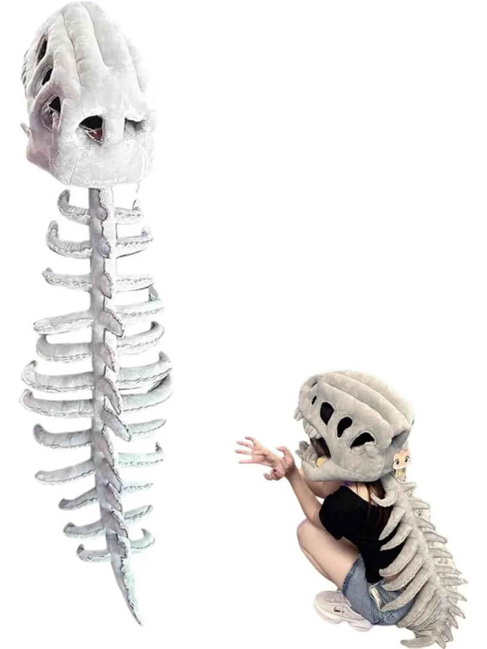 Realistic 3D Dinosaur Skeleton Costume for Halloween, Themed Skull Cosplay